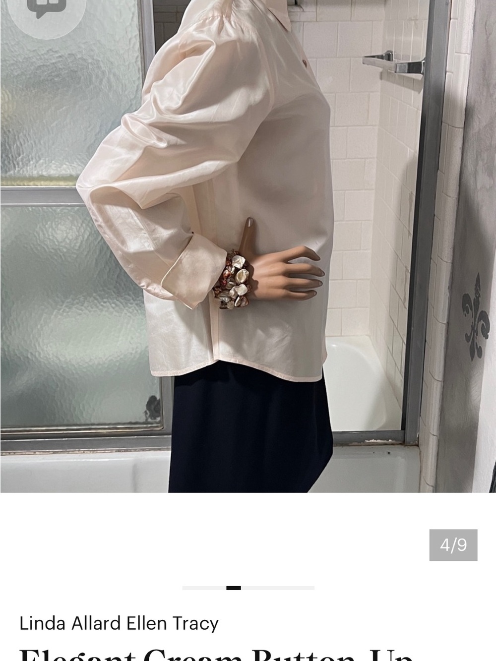 Elegant Luxury Cream Silk Button-Up Blouse | French
Cuff Sleeves | Worn Once☑️ - Picture 8 of 9
